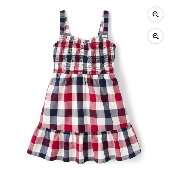 The Children’s Place Girls Strappy Gingham Smocked Ruffle Dress Size XXL (16) NW - Picture 1 of 7
